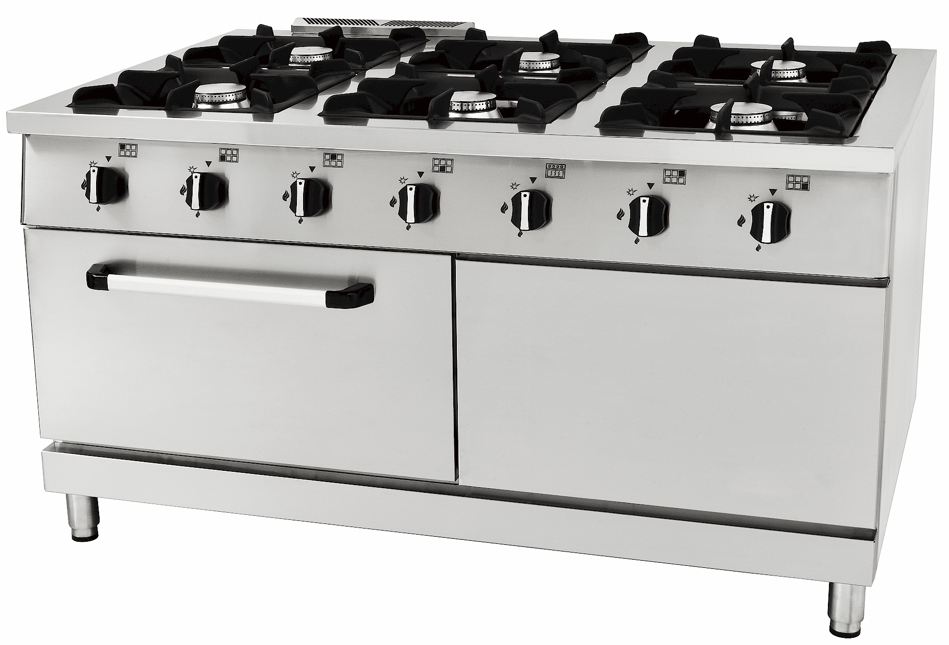 6 Burner Gas Range with Electric Oven | 120x70
