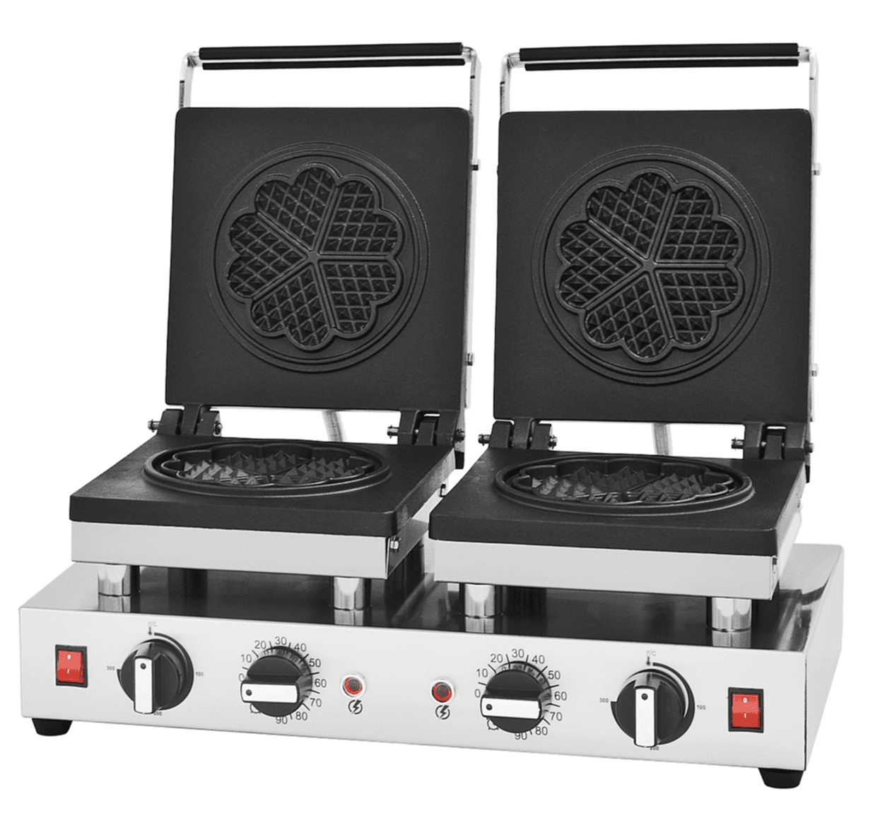 Flower Model Double Waffle Machine with Lid