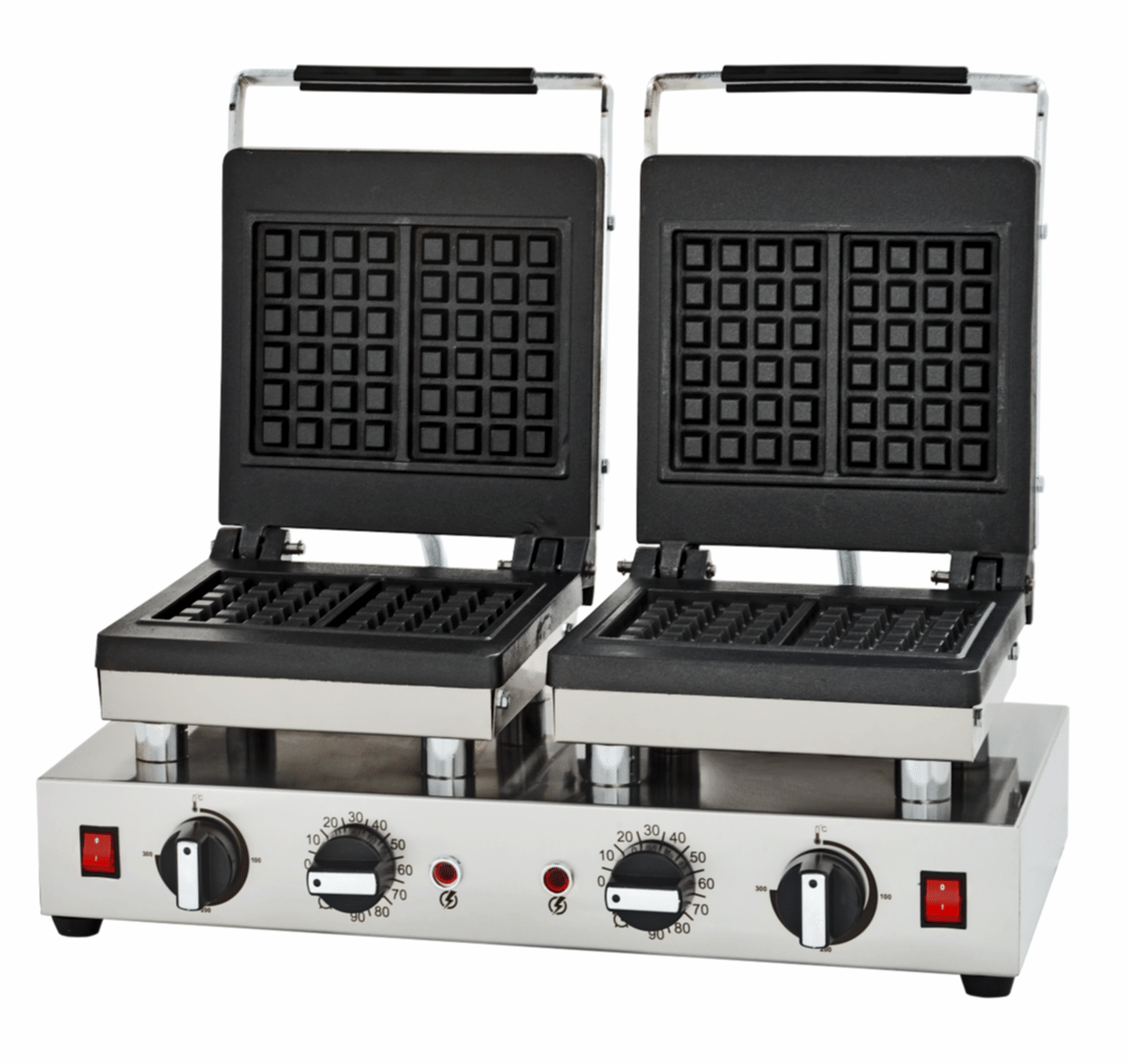 Square Model Double Waffle Machine with Lid